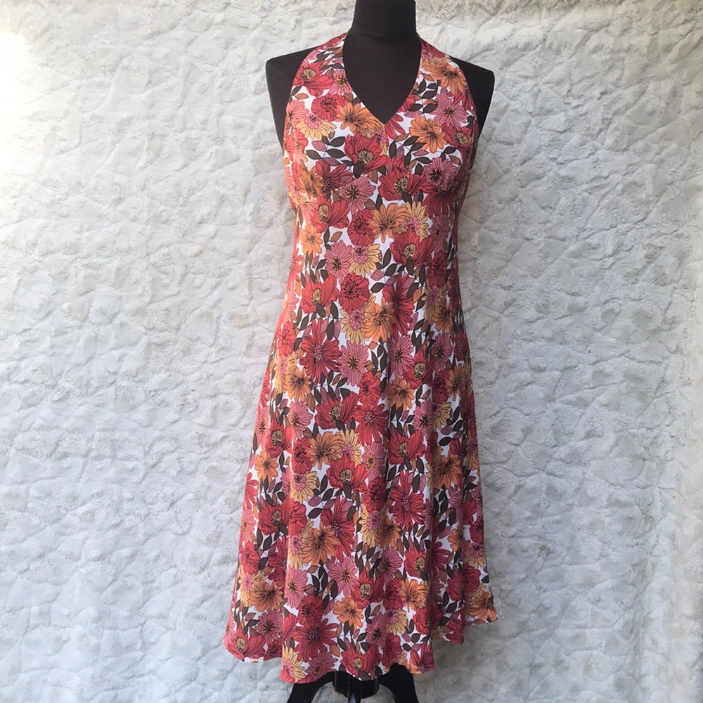 EUC Ann Taylor Vintage Print Halter Dress Sz10